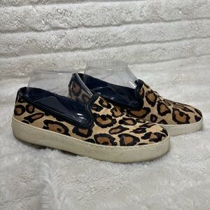 Sam Edelman Becker Size 8M Womens Calf Hair Leopard Print Sneakers Slip On